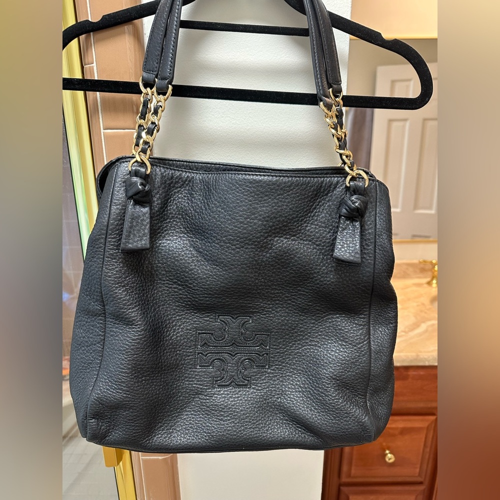 Tory Burch Black Leather Tote Bag - Picture 3 of 10